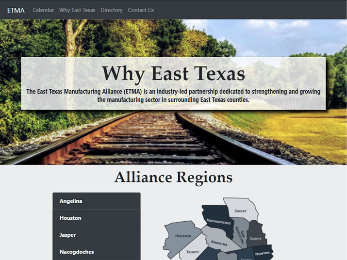 Donated free web design and hosting for East Texas organization based in Lufkin, TX