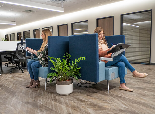 Soft seating in NacSpace coworking offices in Nacogdoches tx