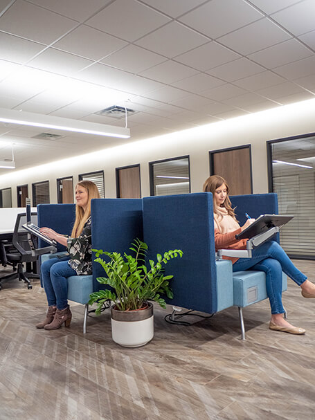 Soft seating in NacSpace coworking offices in Nacogdoches tx